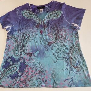 Appropriate Behavior 2X Women's Short Sleeve Paisley Print Shirt